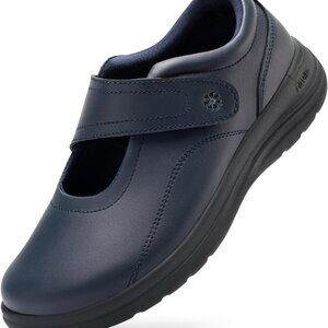 Women Wide Mary Jane Flats Vegan Leather Orthopedic Shoes Arch Support Lightweig
